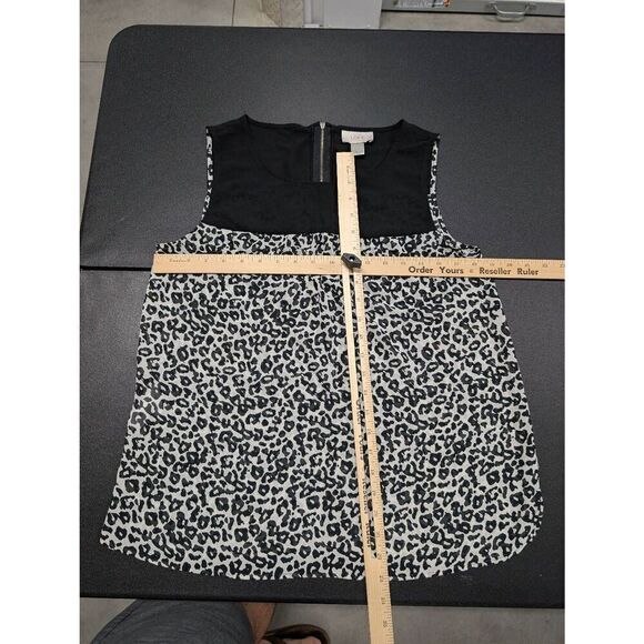 ANN TAYLOR LOFT WOMEN BACK AND CREAM CHEETAH LEOPARD PRINT TOP BLOUSE SIZE MEDIU - Picture 5 of 5